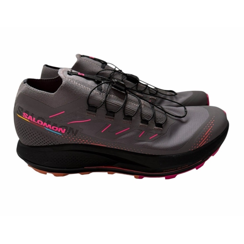 Salomon Pulsar Trail PRO 2 Shoes Plum Kitten/Black/Pink Glow Women's Size 9.5